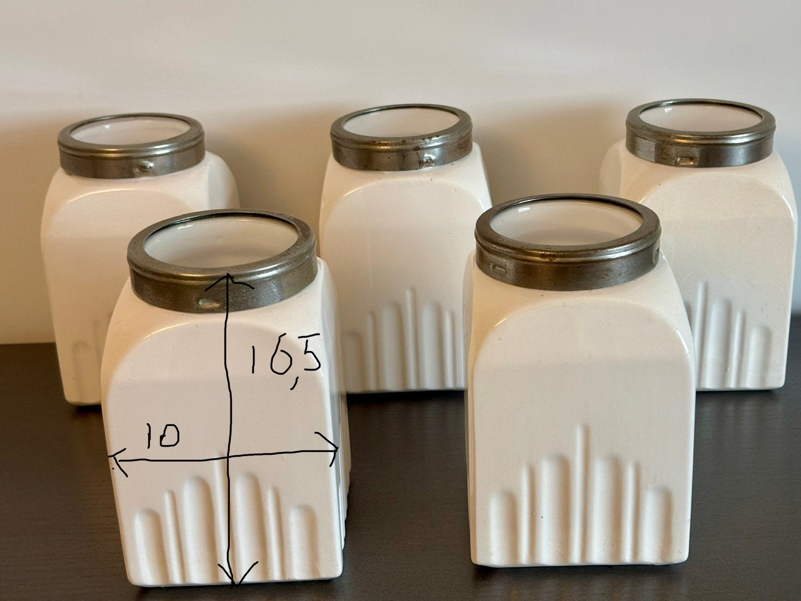 5 oude aardewerk voorraad potten. Decoratief., Ophalen