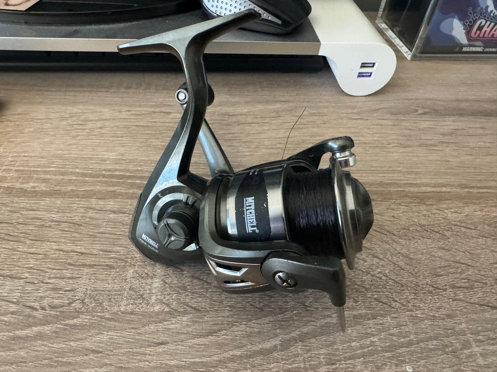 Mitchell spinmolen met nylon vislijn, Ophalen of Verzenden, Gebruikt, Molen