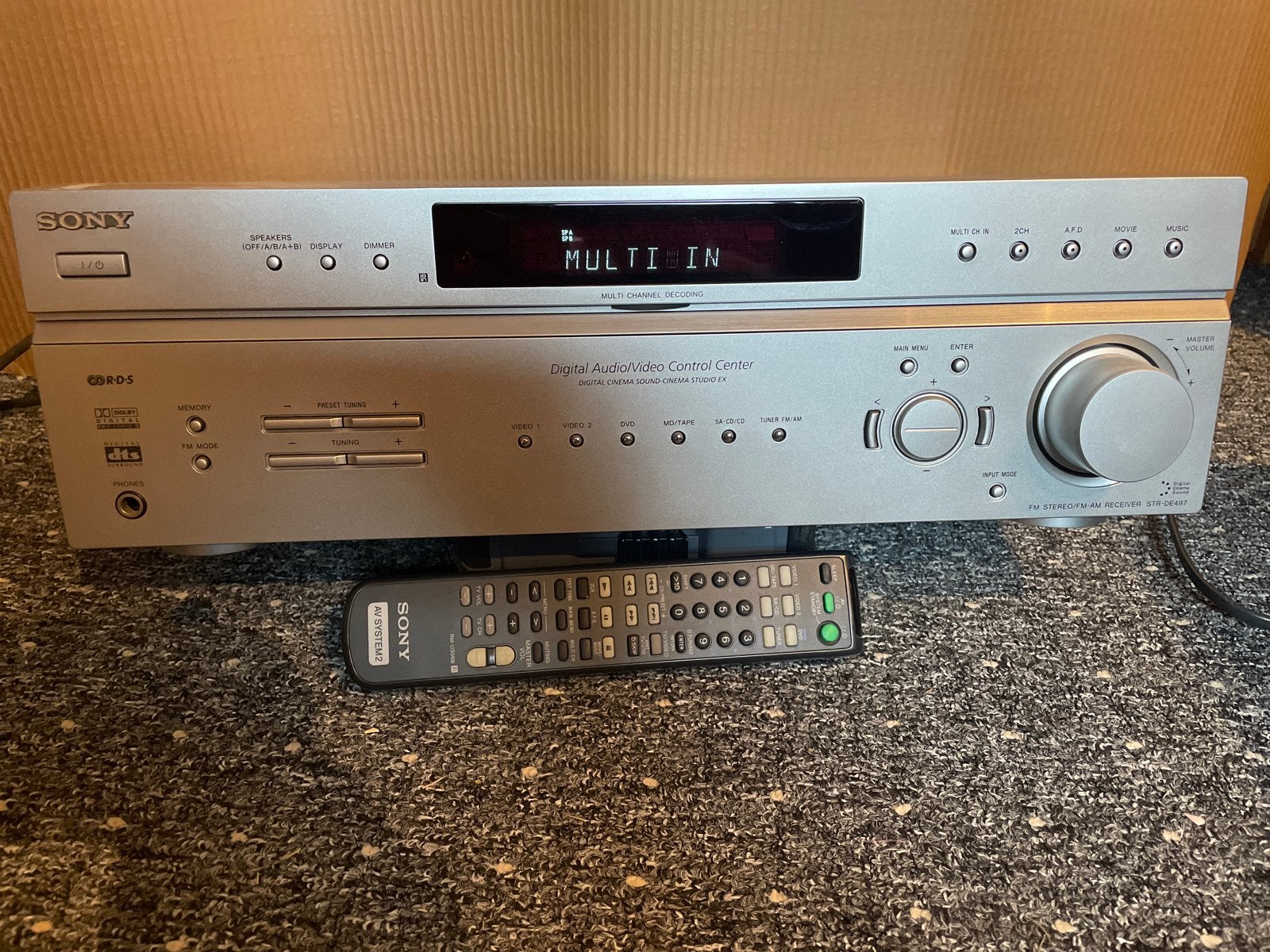 Sony STR-DE497 FM Stereo/FM-AM Receiver met afstandsbedienin, Ophalen, Sony, 120 watt of meer, Gebruikt