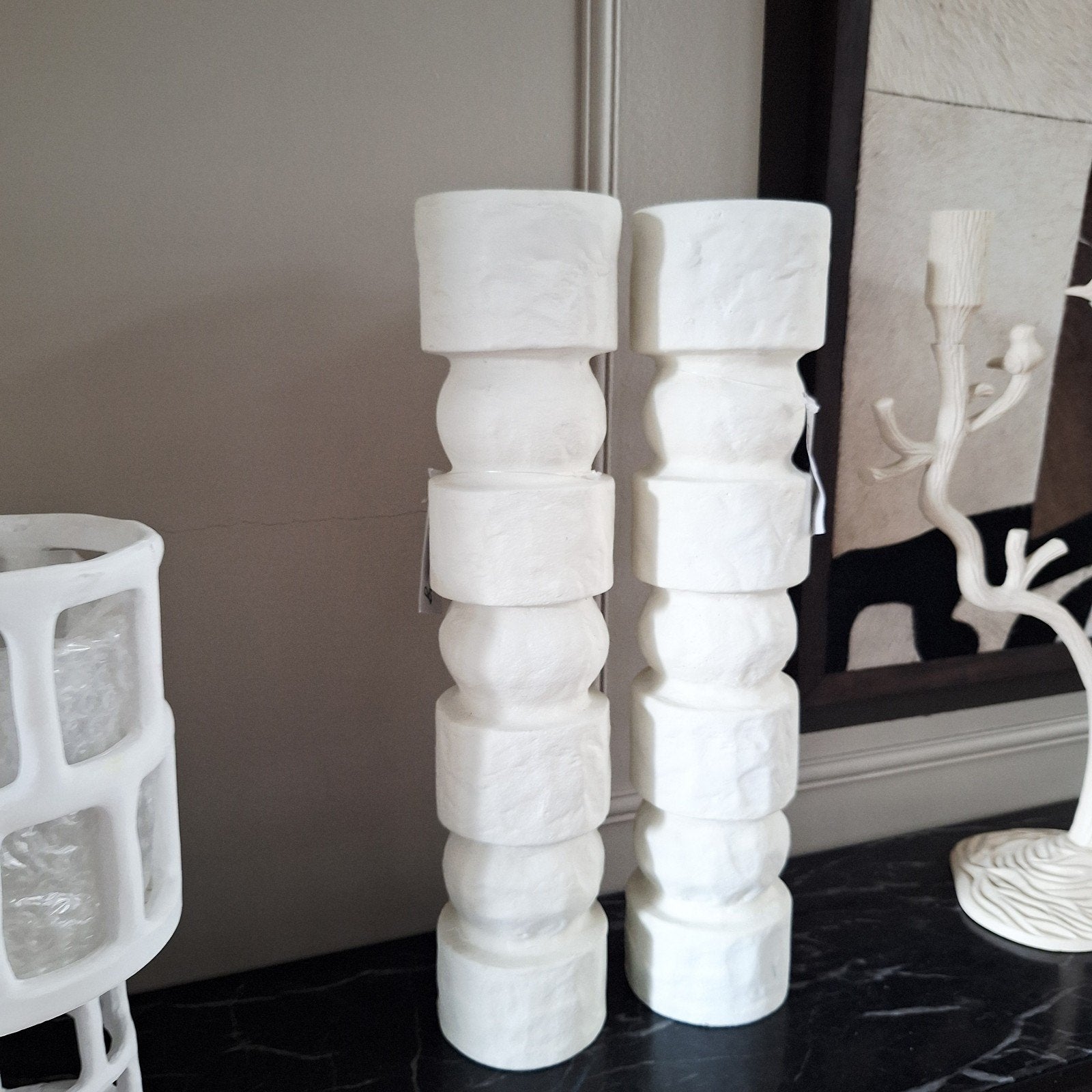 prachtige set van witte kaarsenstandaards light en living, Wit, Nieuw, Ophalen of Verzenden, X