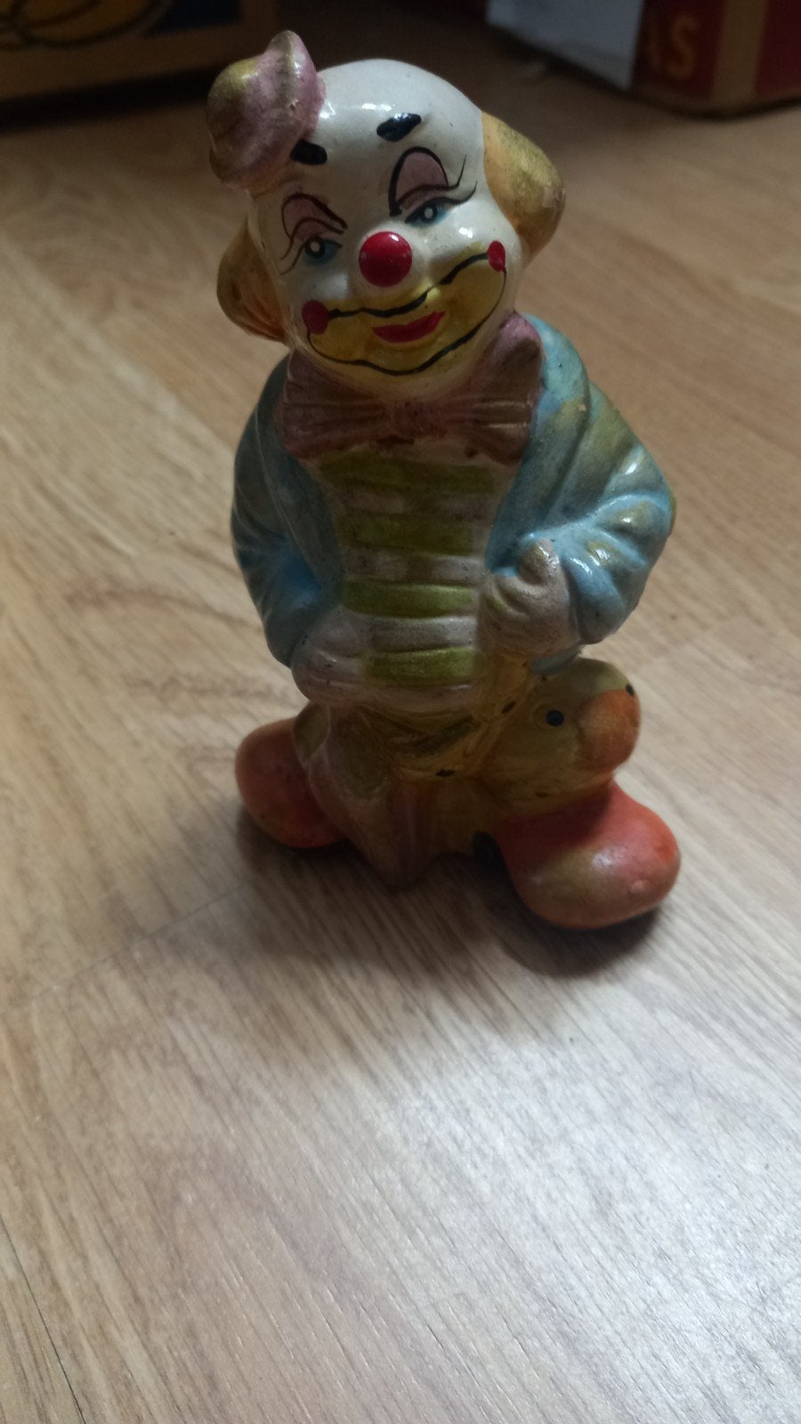 Vintage Clown Spaarpot - 13 cm hoog, Ophalen of Verzenden, Gebruikt, Steen, Aardewerk of Keramiek, Strip- of Tekenfilmfiguur