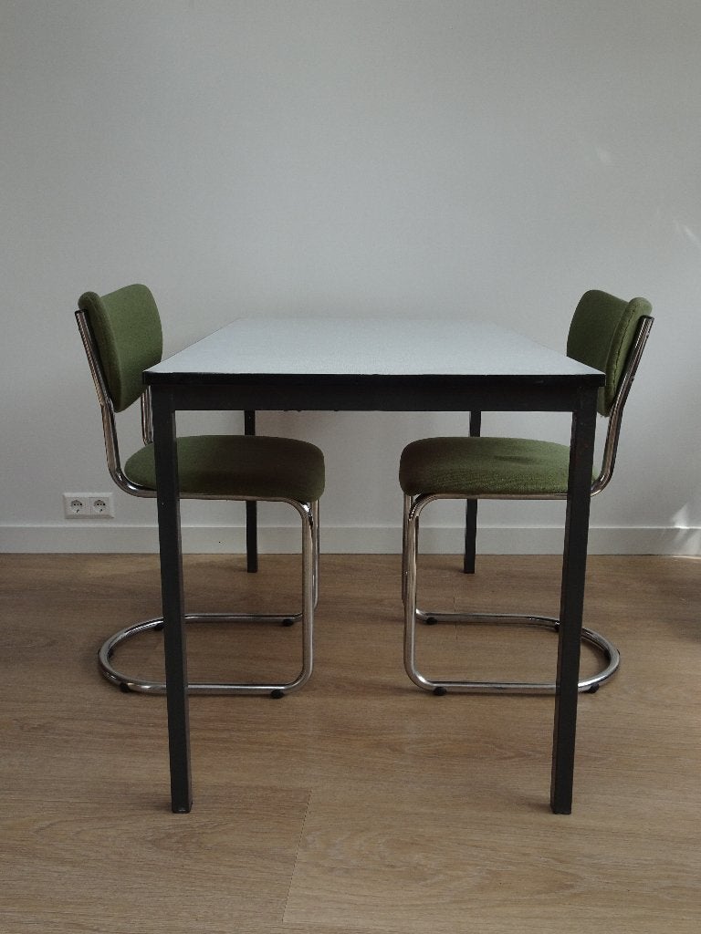 Stevige vintage formica tafel / eettafel / bureau 121x70cm, Ophalen, Gebruikt, 100 tot 150 cm, Overige materialen