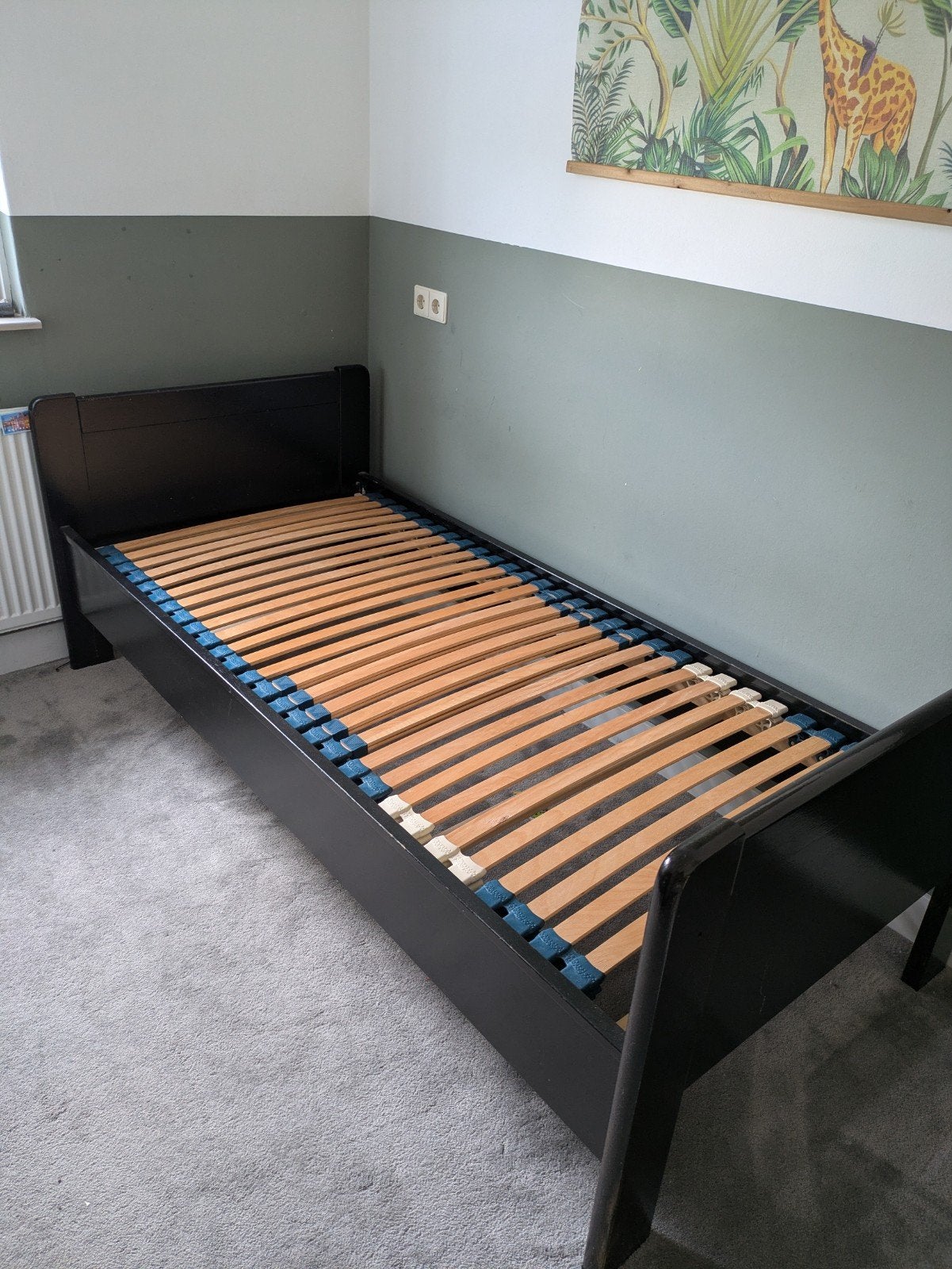 Stevig eiken eenpersoonsbed 90x200 cm, Huis en Inrichting, Slaapkamer | Bedden, Ophalen, Gebruikt, 90 cm, Eenpersoons