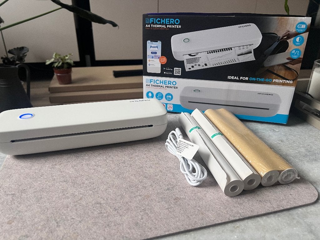 Fichero A4 Thermische Printer 300 DPI + 5 rollen, Computers en Software, Kopieren, Printer, Ophalen of Verzenden, Zo goed als nieuw