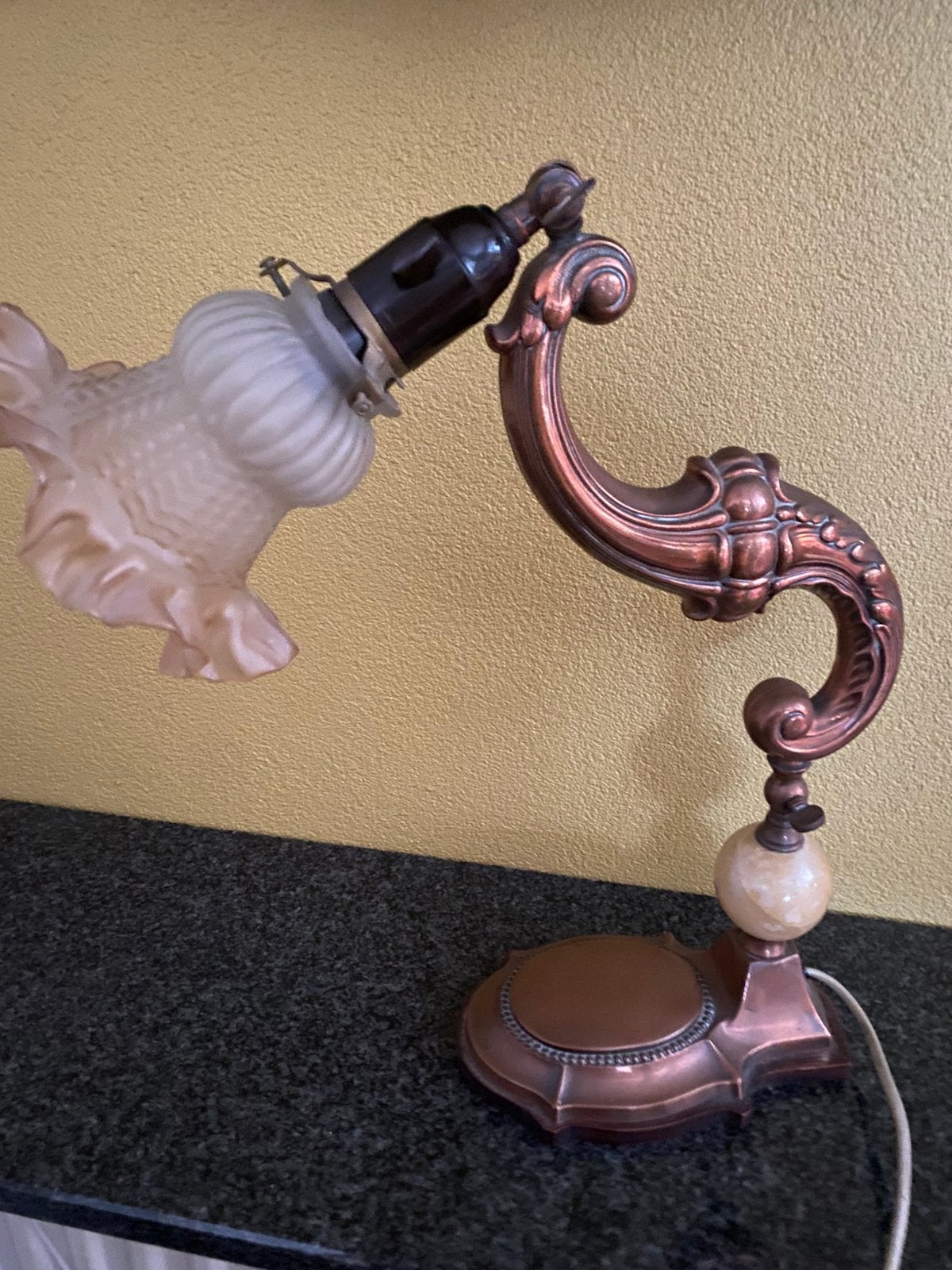 Jugendstill lamp rood koper zeer mooi en werkt, Verzenden