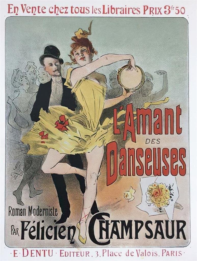 Jules Cheret Origineel Jugendstil Litho mini poster 1901, Verzenden