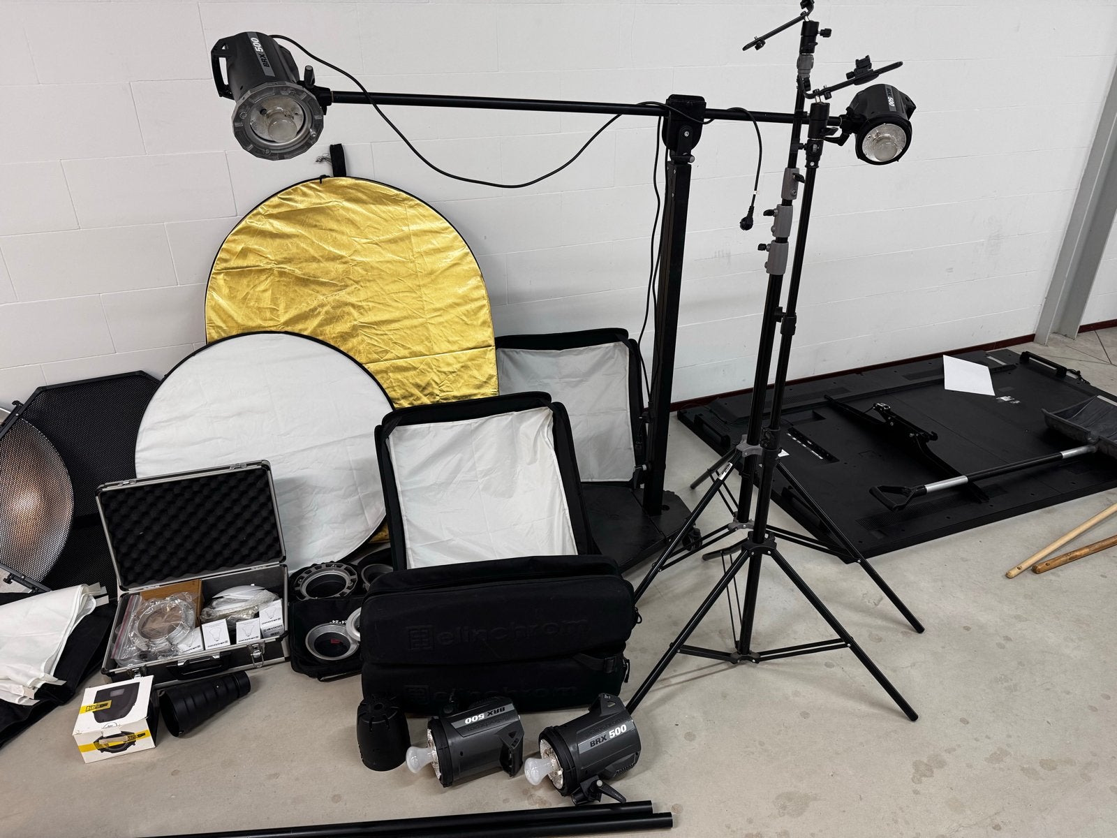 Elinchrom BRX 500 complete fotostudio 4 flitsers + softboxen, Ophalen, Gebruikt, Elinchrom, Complete fotostudio