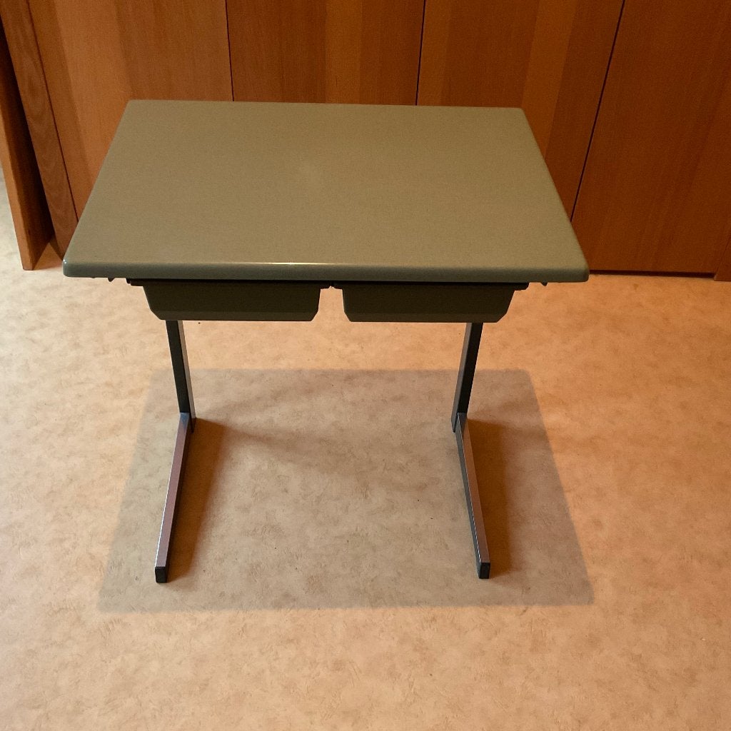 Vintage retro jaren 70 schoolbankje LXBxH = 70x50x66 cm., Huis en Inrichting, Bureaus, Ophalen, Groen, Gebruikt, 50 cm