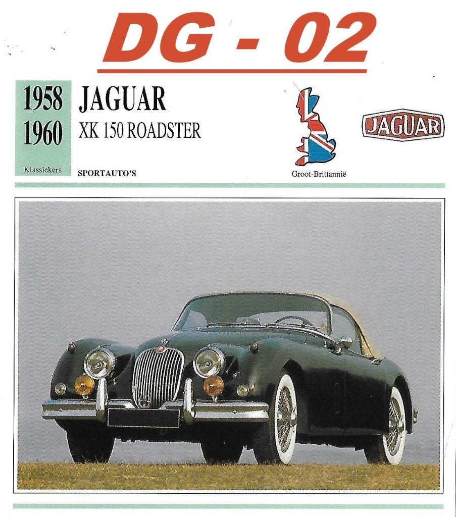Dg02 autokaart jaguar xk 150 roadstar ( 1958 - 1960 ), Ophalen of Verzenden, Zo goed als nieuw, Auto's