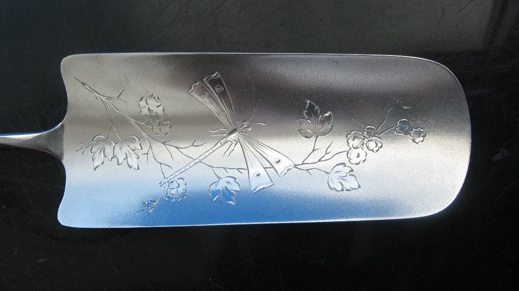 Zilveren taartschep met Libelle decoraties, Verzenden, Zilver