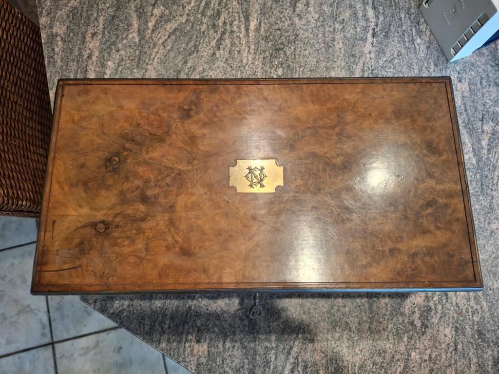 Antieke Burl Houten Schrijfkist met Inktpotten, Antiek en Kunst, Ophalen