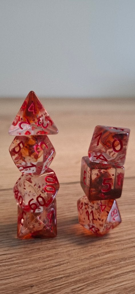 D&D Dobbelstenen Set Bloody Splatter Blood Red Swirl, Onbekend, Ophalen of Verzenden, Onbekend, Onbekend