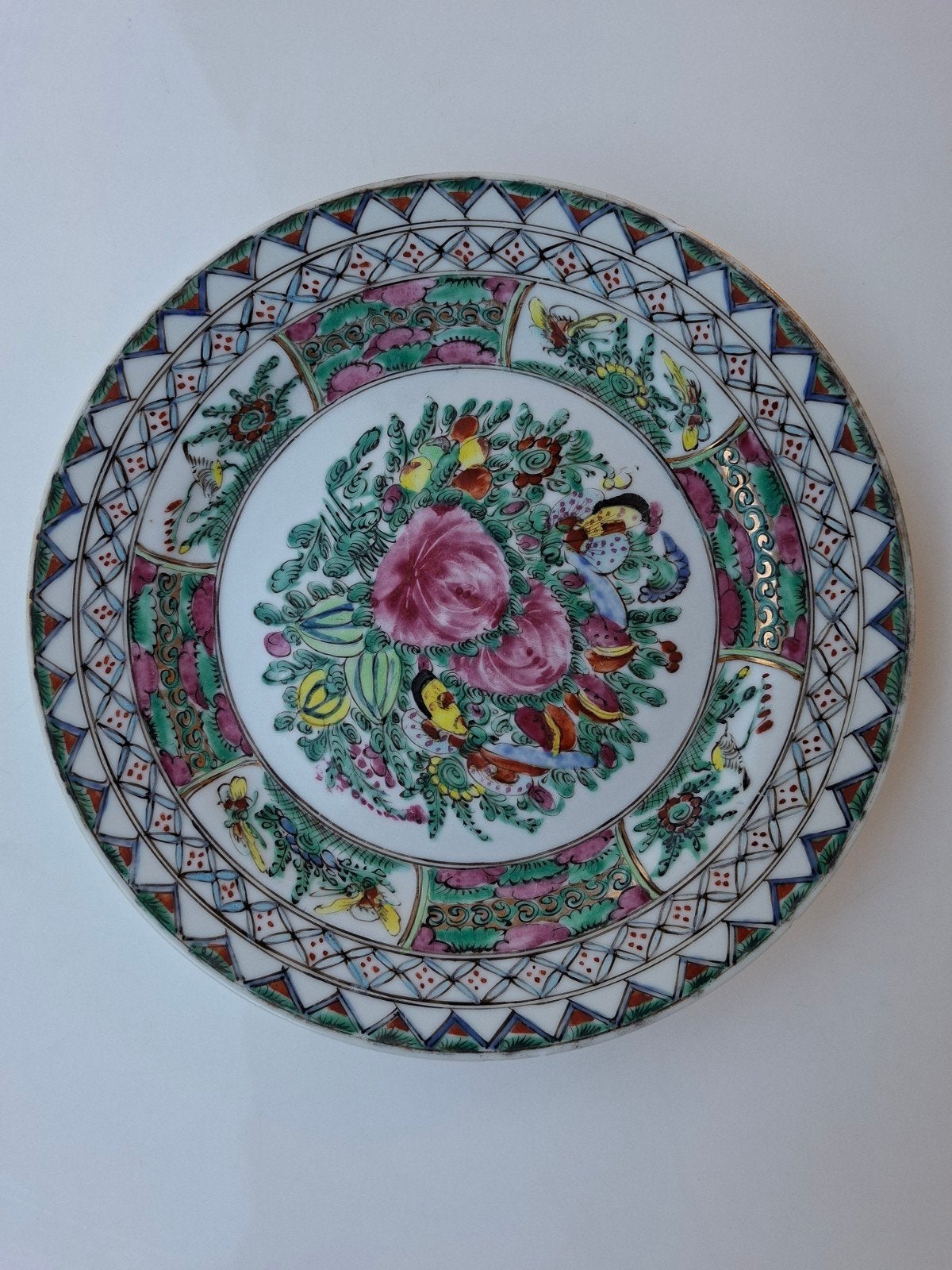 Antiek Chinees porseleinen bord - Familie Rose, Ophalen of Verzenden