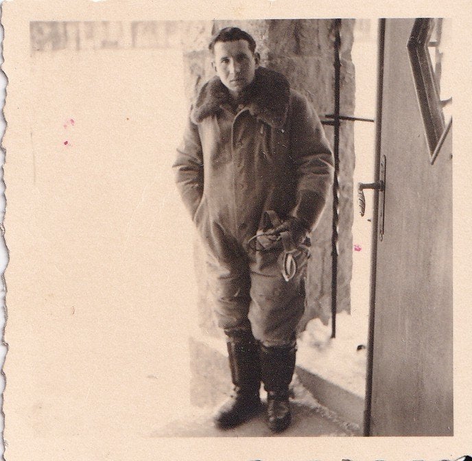 Unieke WO2 foto – Luftwaffe Flieger / Piloot in vliegerpak, Verzamelen, Ophalen of Verzenden, Luchtmacht, Nederland, Foto of Poster