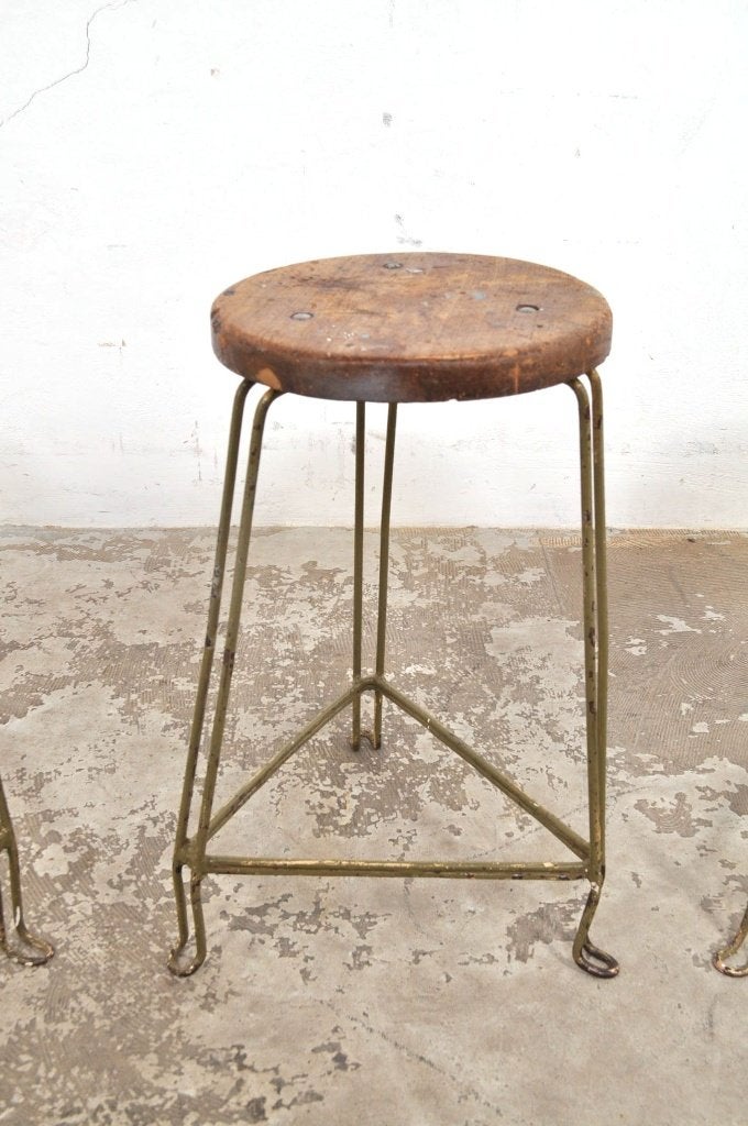 Industriële krukken vintage barkrukken jaren 40, Ophalen of Verzenden, Gebruikt, Hout