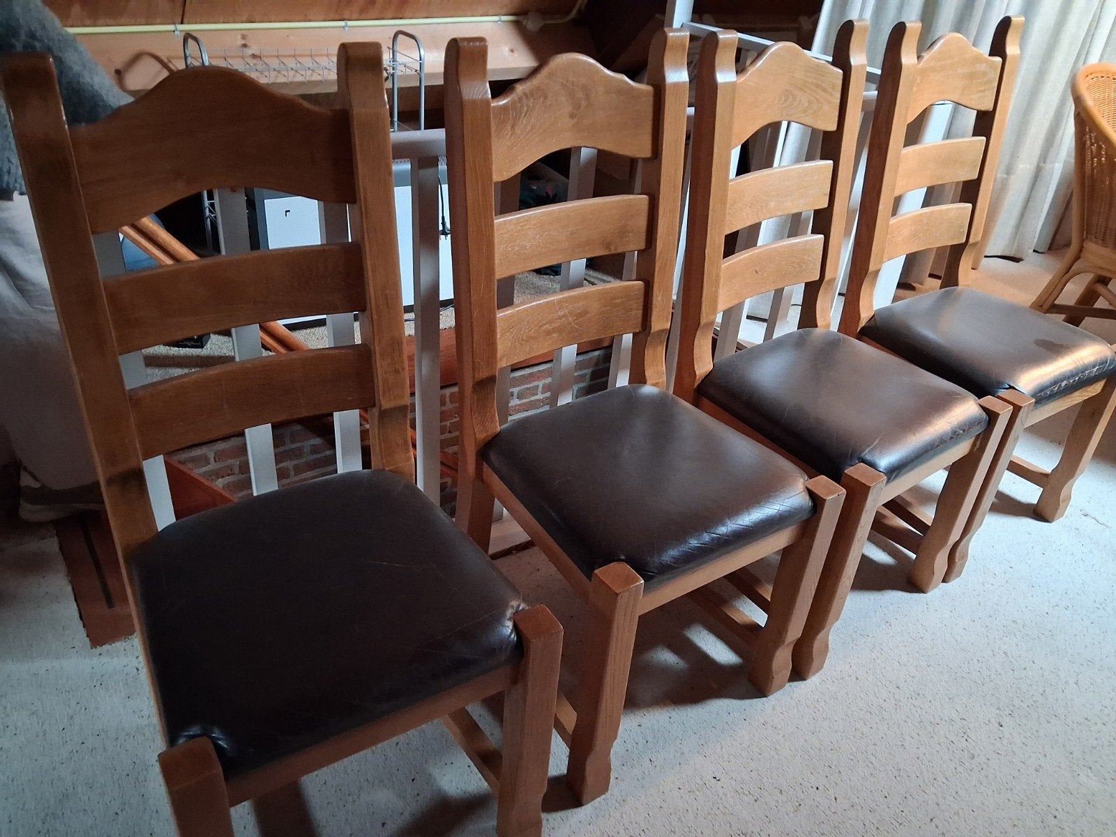 Eikenhouten stoelen, Huis en Inrichting, Stoelen, Ophalen, Bruin, Hout