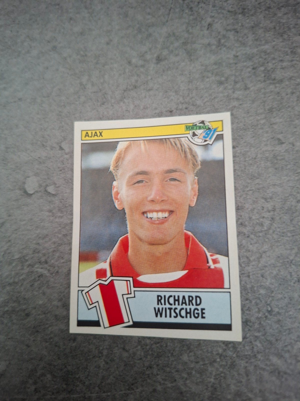 Panini sticker Voetbal 91. Richard Witschge Ajax., Ophalen of Verzenden, Zo goed als nieuw, Sticker