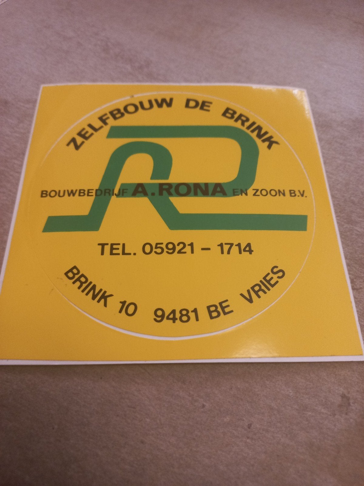 Vintage Reclame Sticker Zelfbouw De Brink Bouwbedrijf, Ophalen of Verzenden