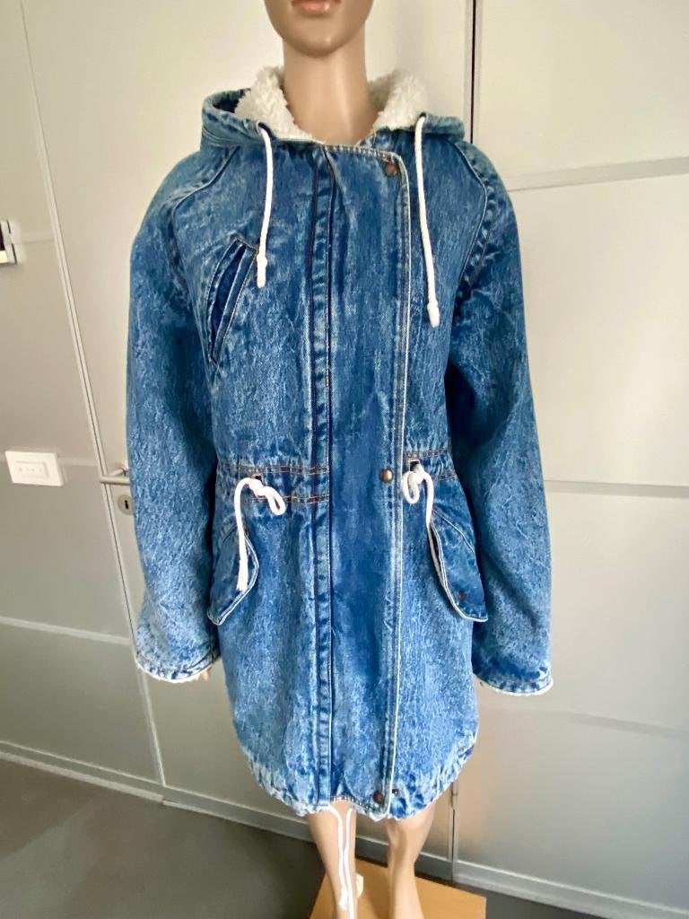 K35 spijkerjas maat 42=L winterjas parka spijker jeans blauw, Blauw, Maat 42/44 (L), Ophalen of Verzenden, Zo goed als nieuw