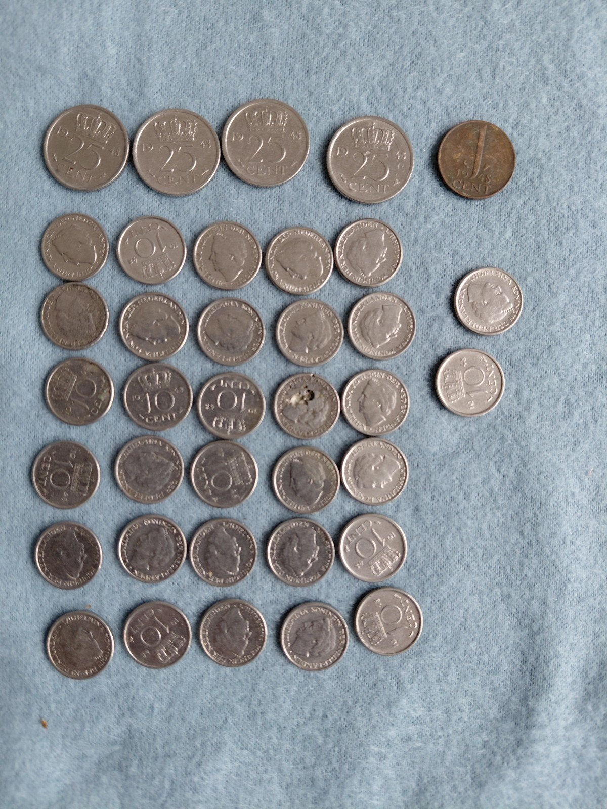 Verzameling Nederlandse munten:1 Gulden uit 1955,  1, 5, 10,, Postzegels en Munten, Ophalen of Verzenden