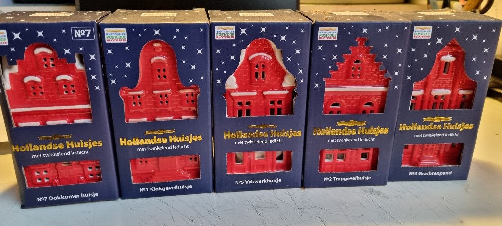 KERSTHUISJES 5 STUKS, NIEUW!, Ophalen of Verzenden, Nieuw