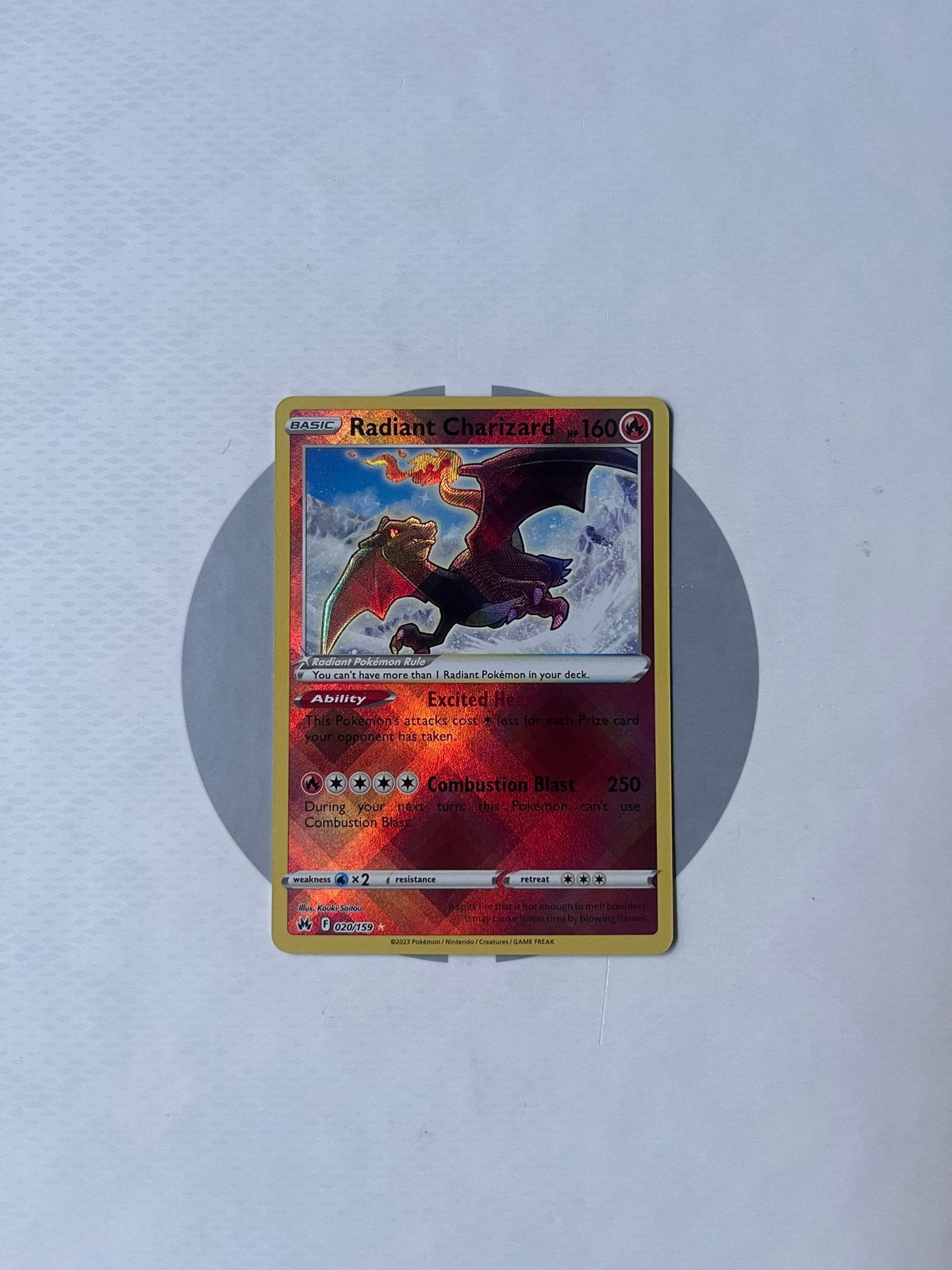 Pokémon Radiant Charizard 020/159, Ophalen of Verzenden, Zo goed als nieuw, Losse kaart, Foil