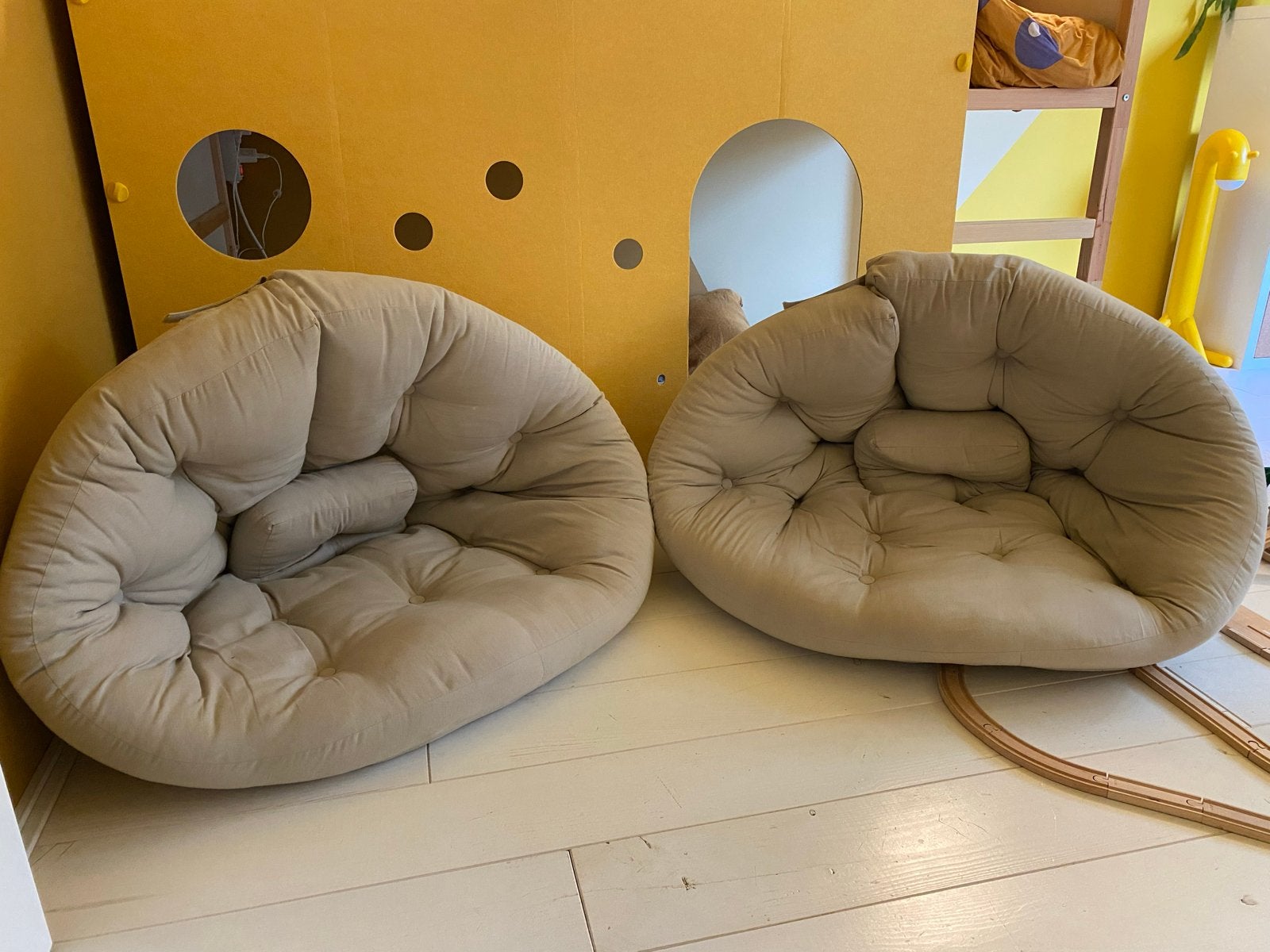 2x Karup Futon fauteuil - lounge bed, Ophalen, Gebruikt, Stof, 100 tot 125 cm