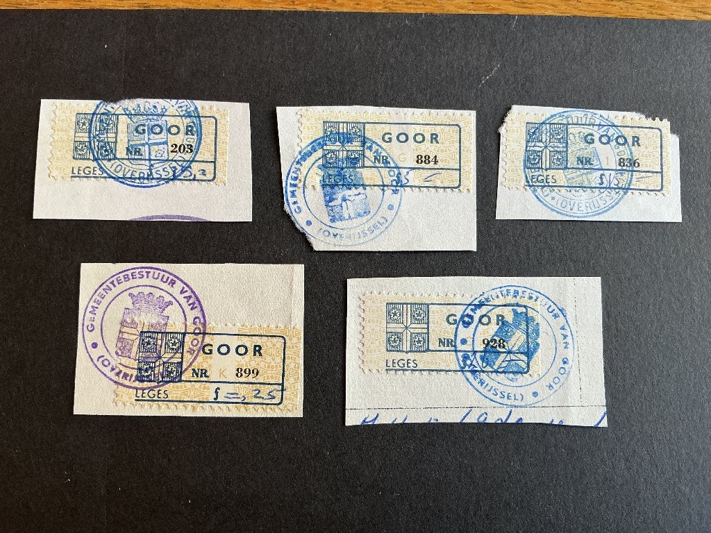Belasting/fiskaal: leges Goor, Verzenden, Na 1940, Gestempeld