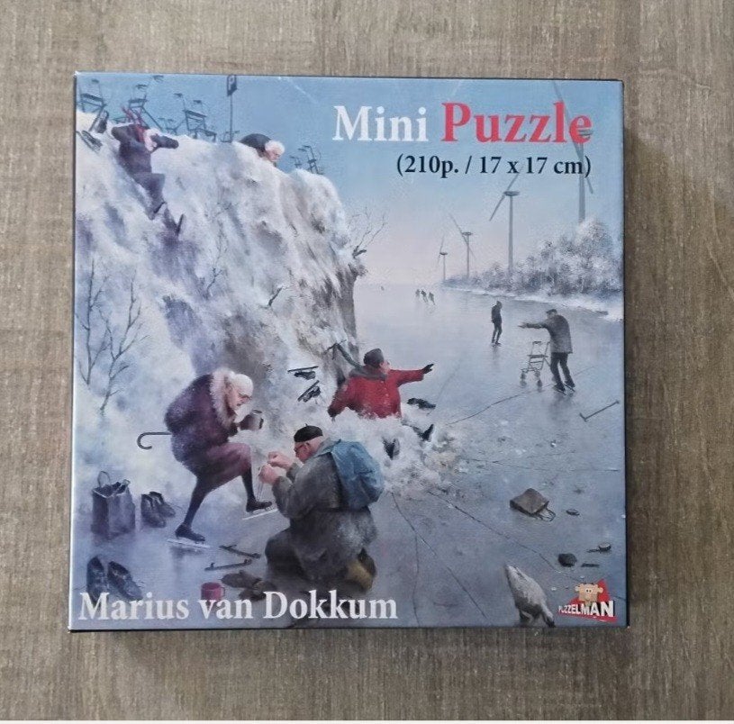 Mini puzzel Marius van Dokkum 'rondje schaatsen', Ophalen, Minder dan 500 stukjes, Zo goed als nieuw, Legpuzzel