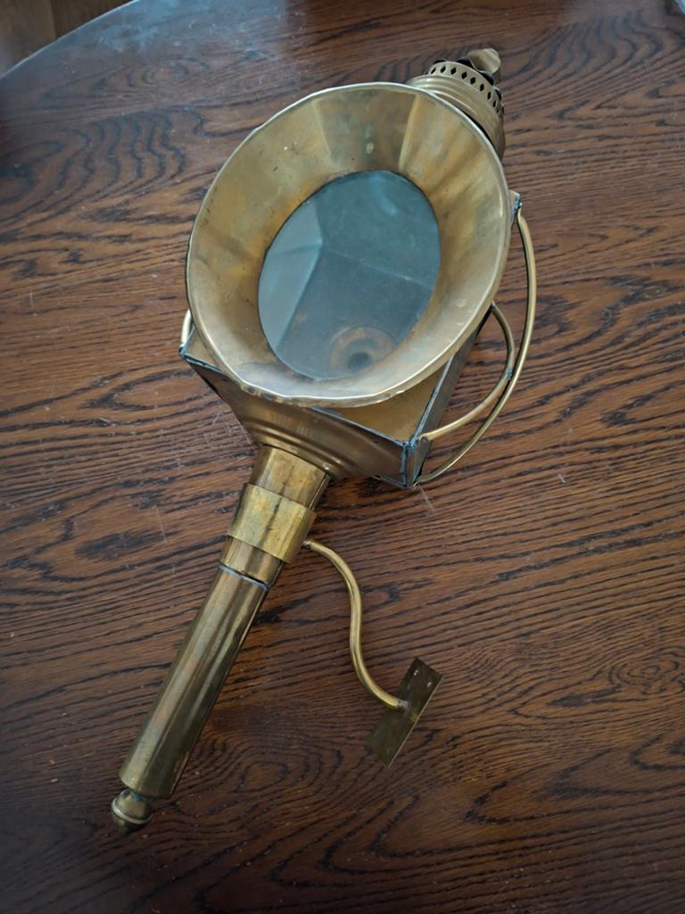 Antieke koperen koetslamp - Vintage verlichting, Antiek en Kunst, Ophalen