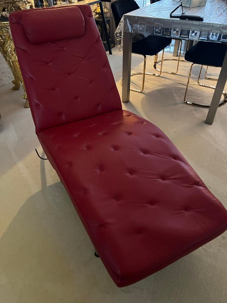 Verstelbare leren ligfauteuil Montel, Ophalen of Verzenden, Gebruikt, Metaal, Verstelbaar