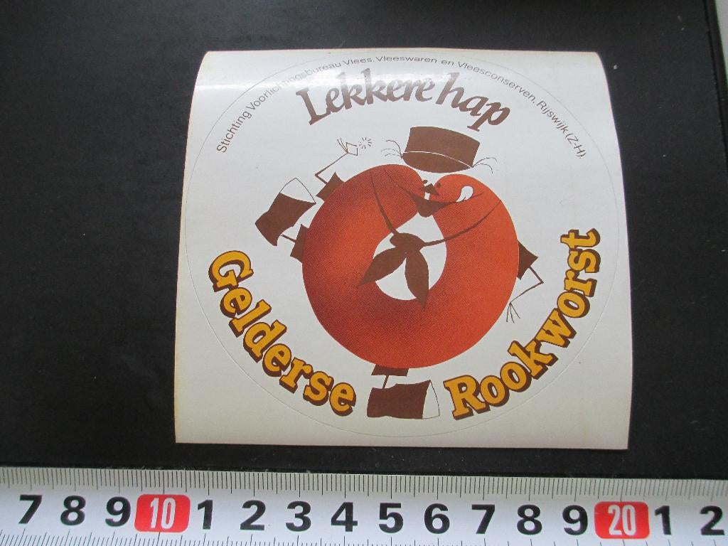sticker lekkere hap gelderse rookworst, Verzamelen, Stickers, Zo goed als nieuw, Ophalen