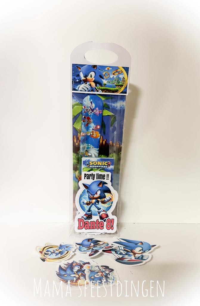 Traktatie. Klaparmbabd met snack en stickers  SONIC, Hobby en Vrije tijd, Feestartikelen, Zo goed als nieuw, Versiering, Ophalen of Verzenden