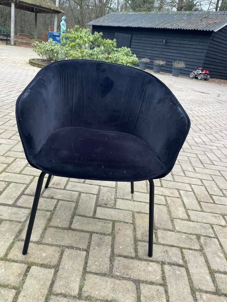 4 Elegante zwarte eetkamerstoelen, Ophalen, Gebruikt, Zwart, Metaal