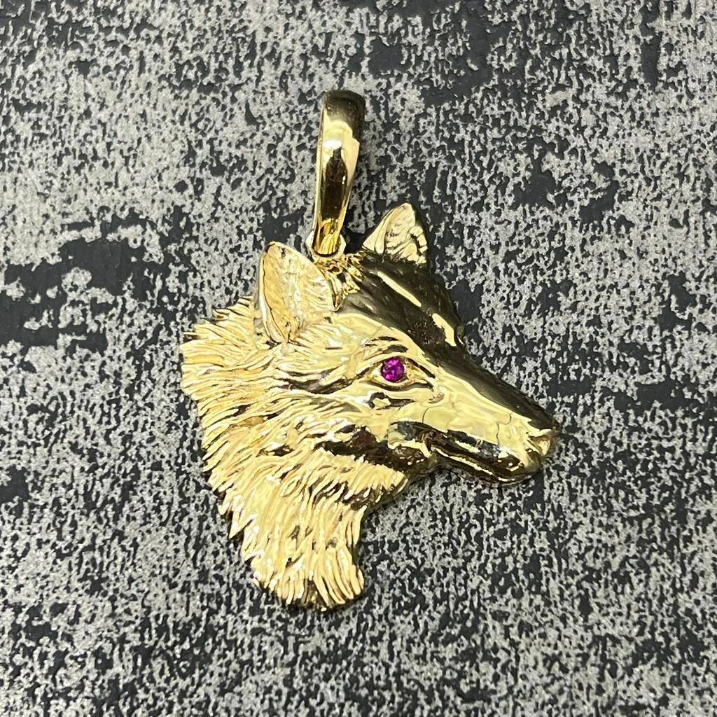 14 karaats gouden hanger wolf model, Ophalen of Verzenden, Zo goed als nieuw, Goud