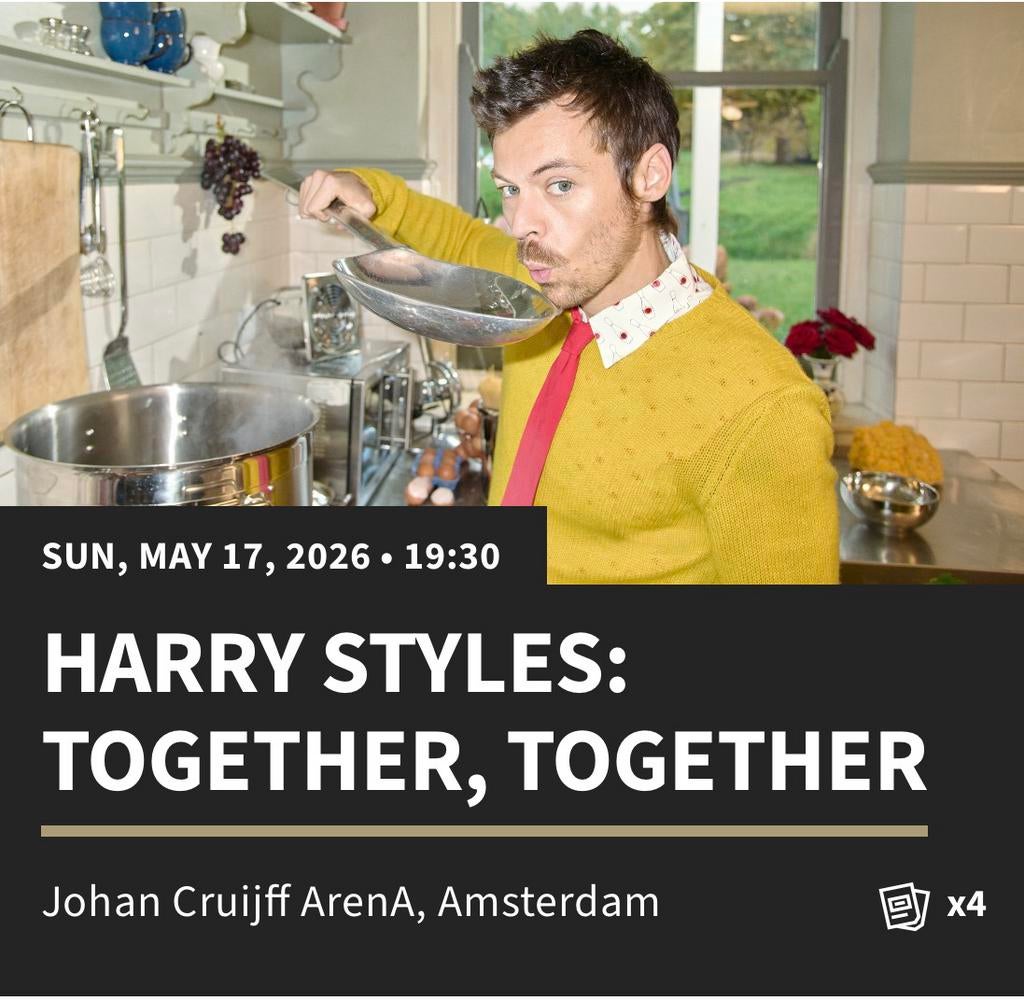 2 Harry Styles tickets 17 mei- direct door te sturen!, Drie personen of meer, Mei