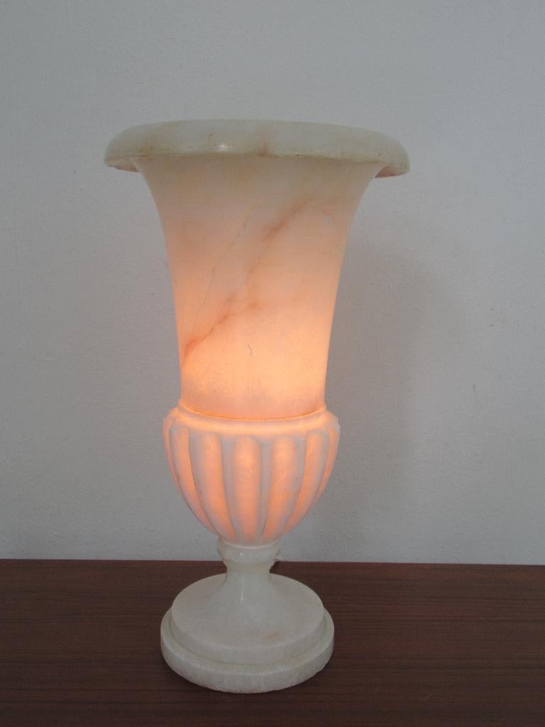 vintage marmeren, albast vaaslamp, Huis en Inrichting, Lampen | Tafellampen, Ophalen, Gebruikt, Overige materialen, Minder dan 50 cm
