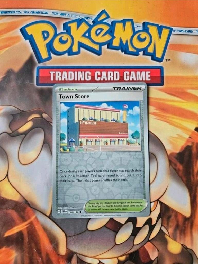 Town store 196/197 Obsidian Flames reverse holo nm-mint, Ophalen of Verzenden, Zo goed als nieuw, Losse kaart, Foil