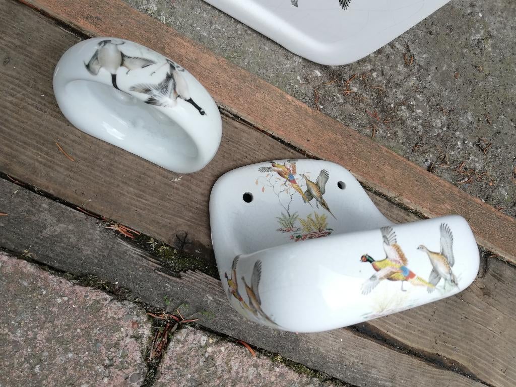 Franse wastafel op zuil prachtig decor met heel veel vogels, Ophalen
