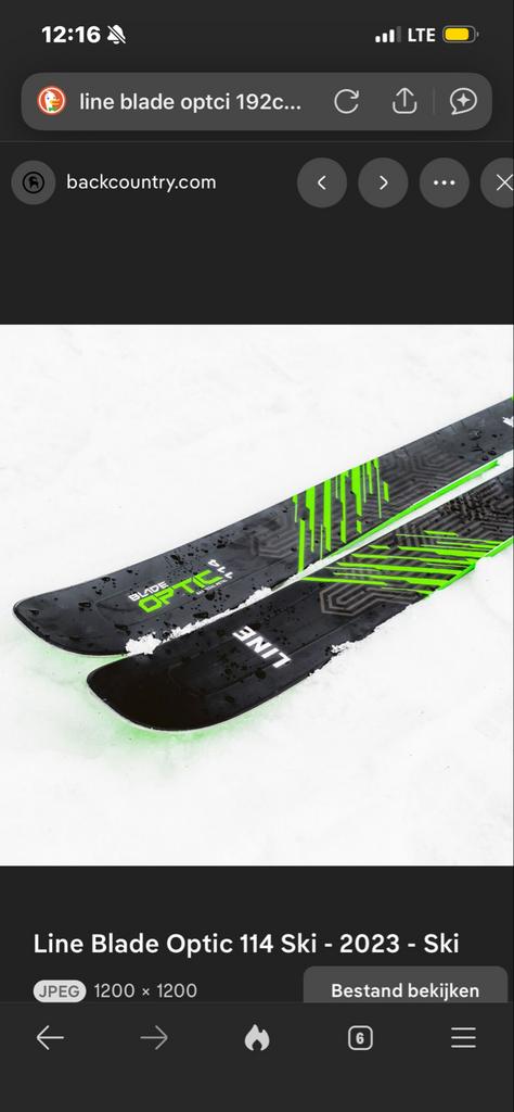 Line Blade Optic 114 Ski's 192cm + Armada Bindingen, Overige merken, 180 cm of meer, Ophalen of Verzenden, Zo goed als nieuw
