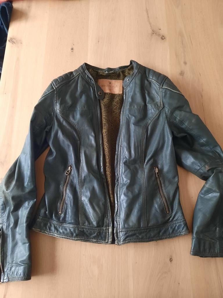 Goosecraft leren jacket - groen - maat M, Maat 38/40 (M), Goosecraft, Ophalen of Verzenden, Gedragen