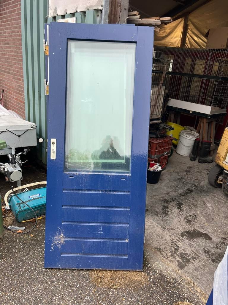 Hard houten berging schuur balkon keukendeur, Ophalen, Zo goed als nieuw, Buitendeur, 200 tot 215 cm