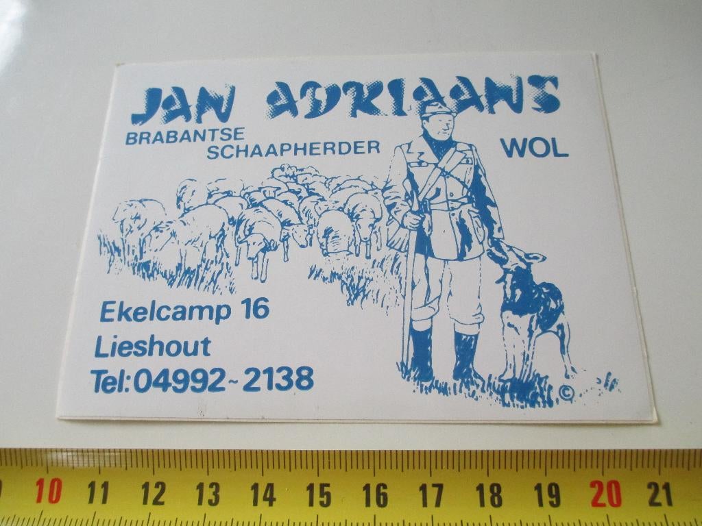 sticker Liedhout Jan Adriaans Brabantse Schaapherder, Ophalen, Zo goed als nieuw
