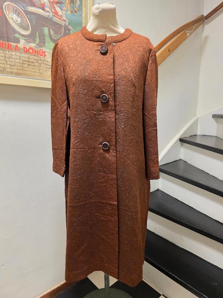 YV7475: Vintage 1950's Paisley Dress Coat, Vintage 1950s, Overige kleuren, Maat 42/44 (L), Ophalen of Verzenden