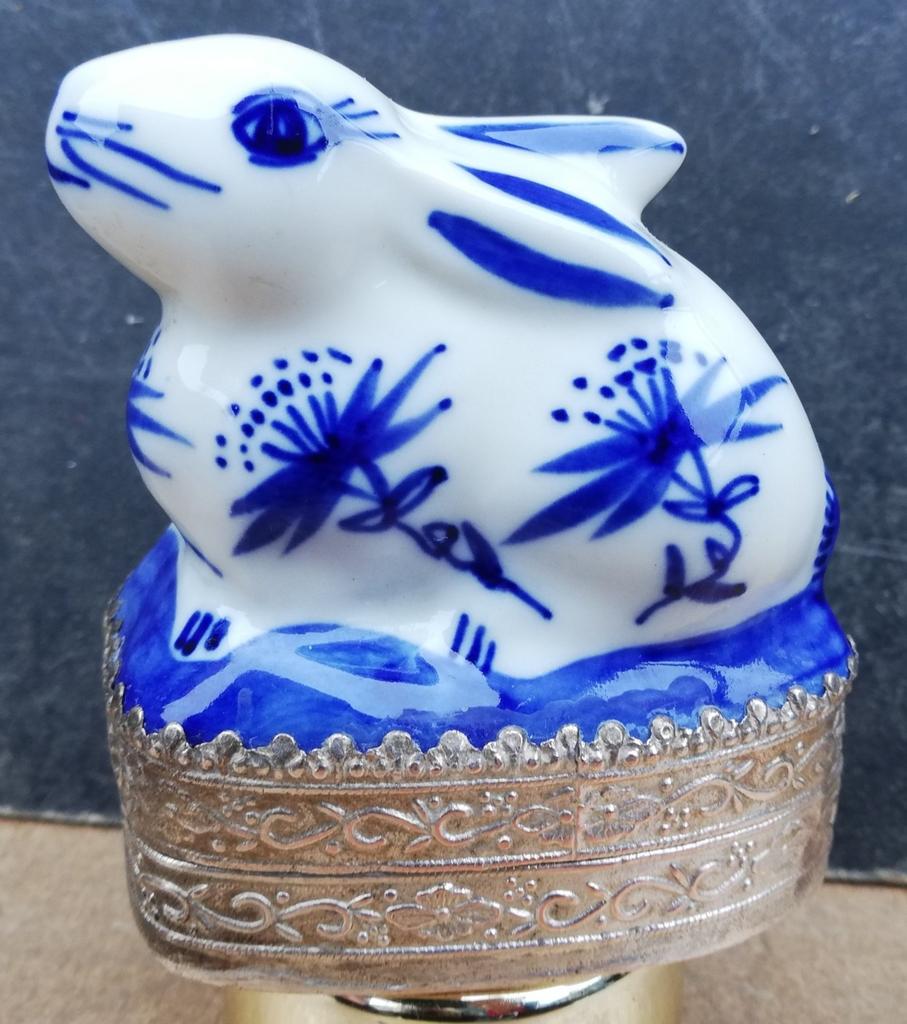 Haas. Trinket box. Porselein/metaal. Vintage. 8 cm., Antiek en Kunst, Curiosa en Brocante, Ophalen