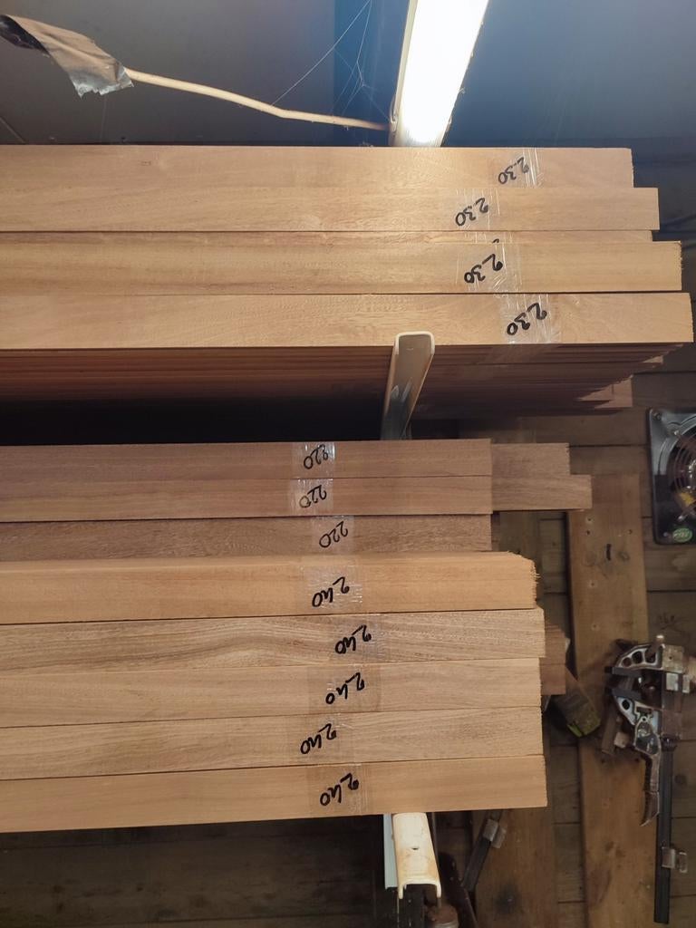 Mahonie hardhouten latten div. lengtes, Doe-het-zelf en Verbouw, Hout en Planken, Minder dan 25 mm, Nieuw, Ophalen of Verzenden