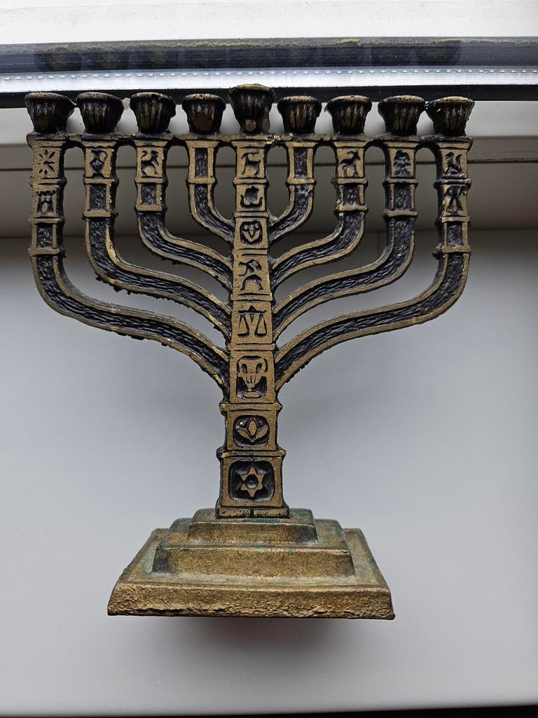 Chanoeka kalendaar joodse beeld, Ophalen of Verzenden, Koper of Brons