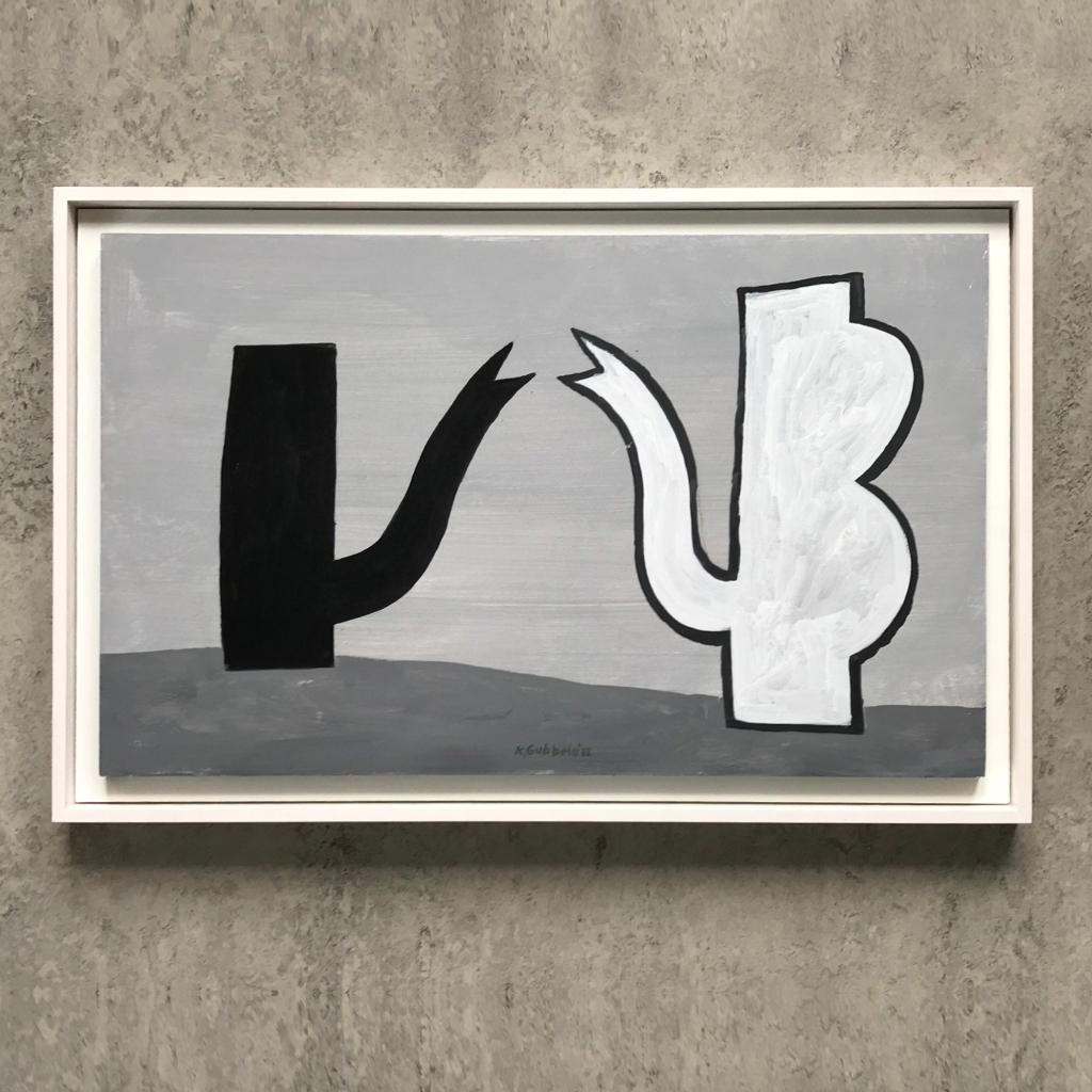 Klaas Gubbels SCHILDERIJ op hout 2012 grijs zwart wit, Antiek en Kunst, Kunst | Schilderijen | Modern, Ophalen