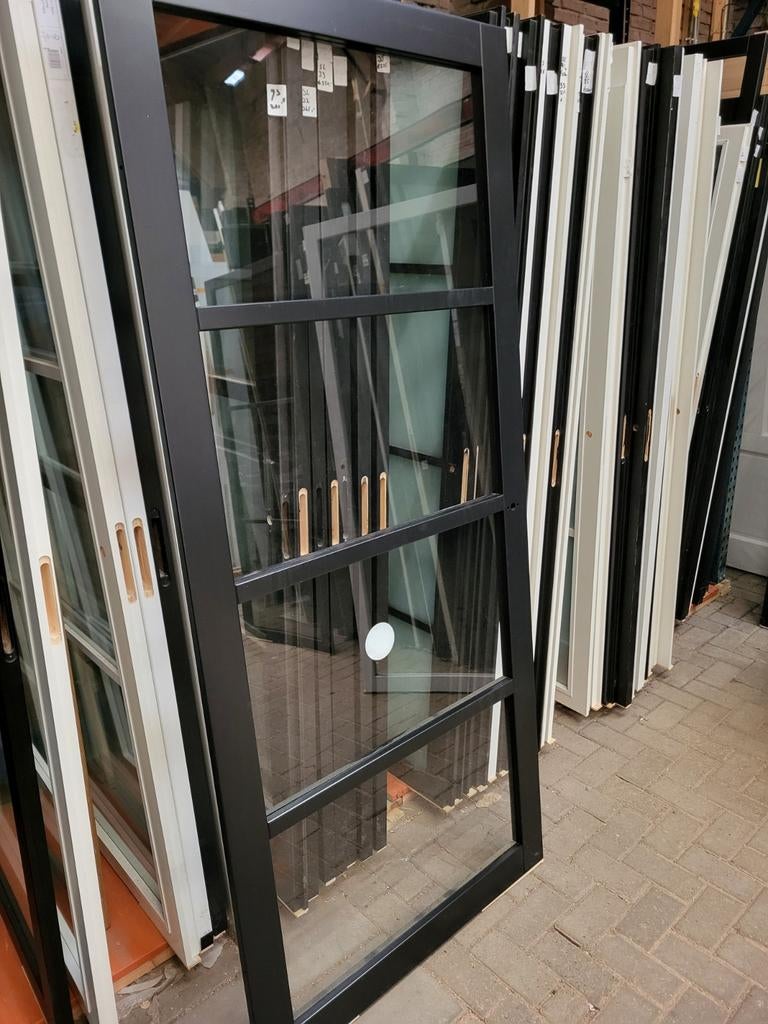 93x211,5cm Weekamp binnendeur opdek L Staal look zwart SL48, 80 tot 100 cm, ., Binnendeur, Nieuw