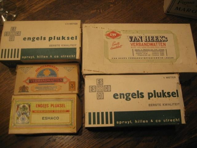 5 stuks oude verband verpakkingen, Verzamelen, Ophalen of Verzenden, Zo goed als nieuw, Gebruiksvoorwerp